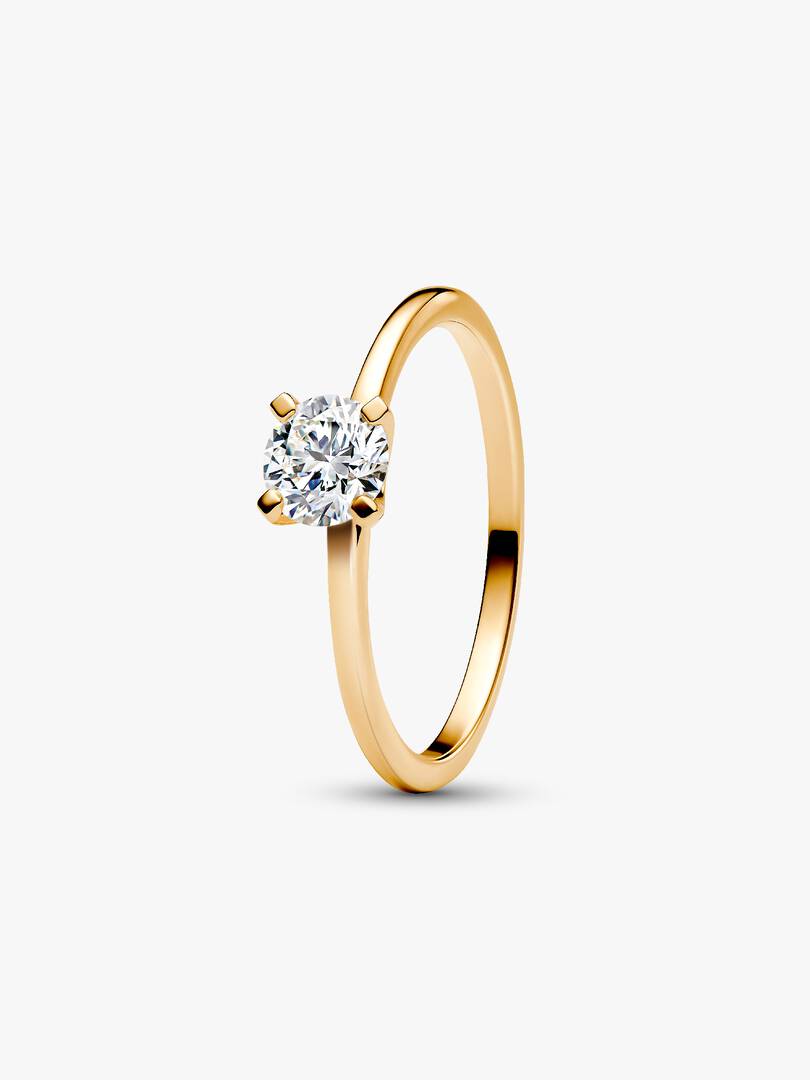 Anillo Solitario Clásico en Dorado con Zirconia Brillante