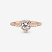 Anillo Rose Gold Corazón en Relieve Blanco