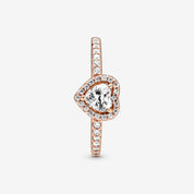 Anillo Rose Gold Corazón en Relieve Blanco