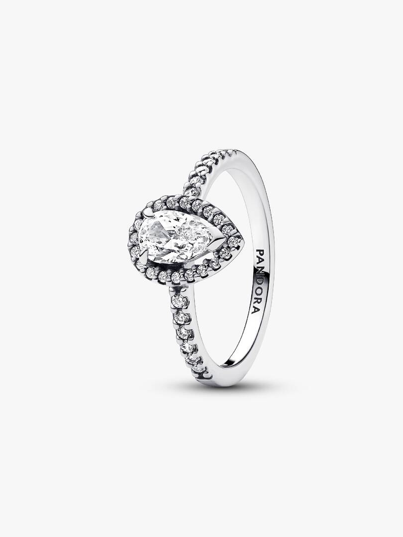 Anillo Halo Brillante Corte Pera