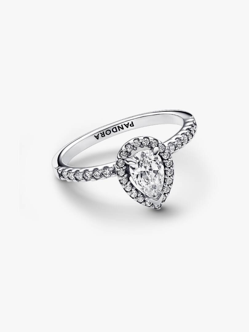 Anillo Halo Brillante Corte Pera