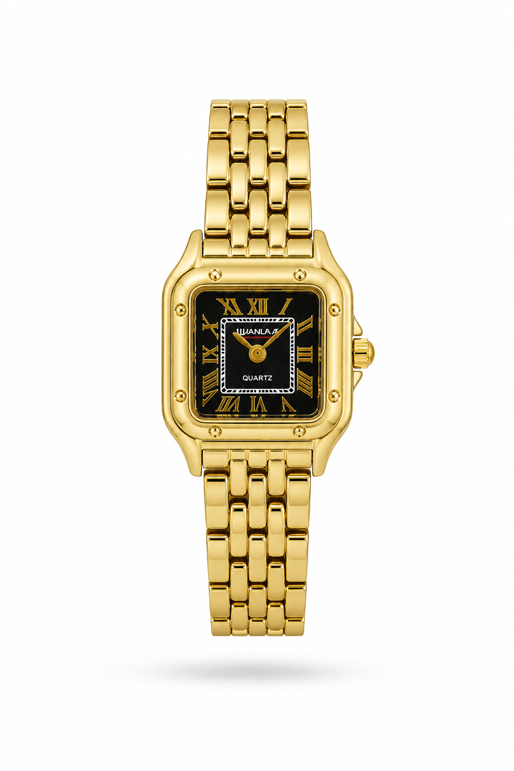Reloj WANLAR Tipo Cartier Dorado Cara Negra