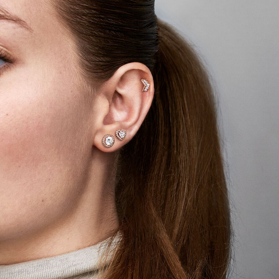 Pendientes Rose Gold en Relieve Blanco