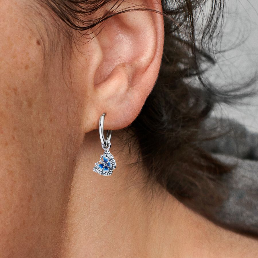 Pendientes de Aro Mariposa Azul