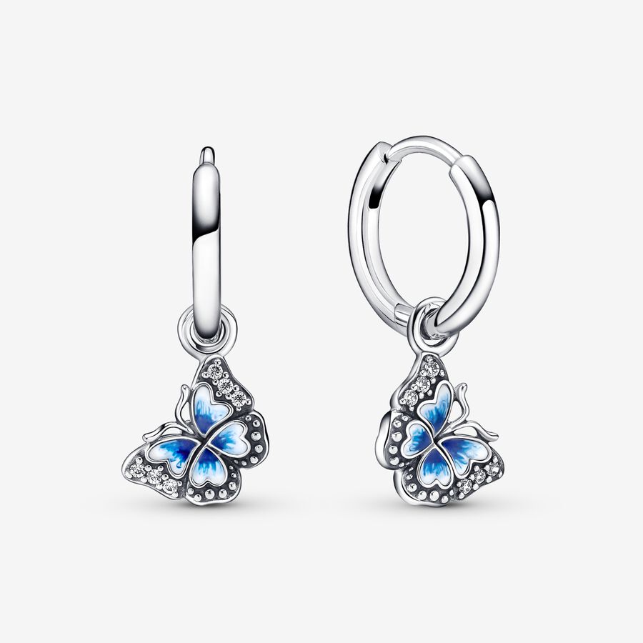 Pendientes de Aro Mariposa Azul