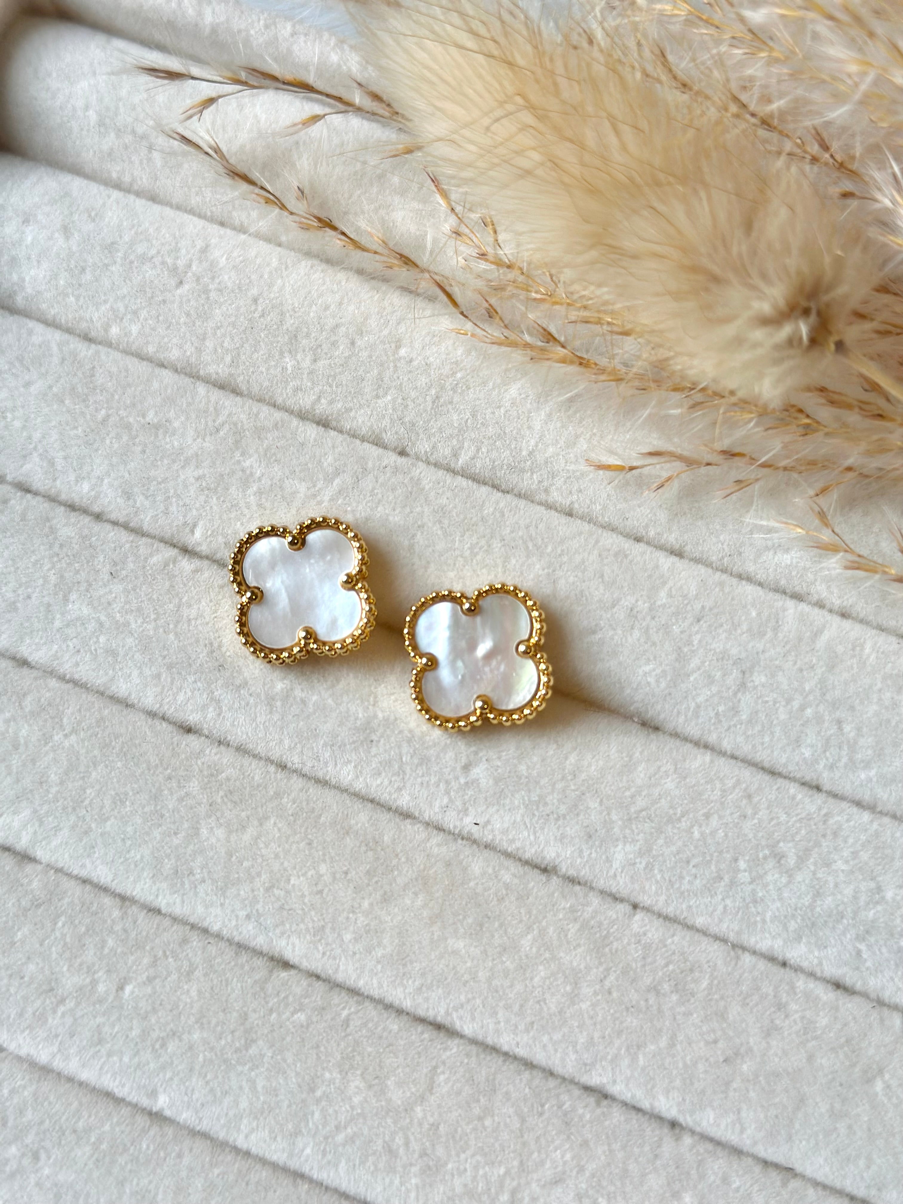 Pendientes Van Cleef Alhambra Vintage Blanco