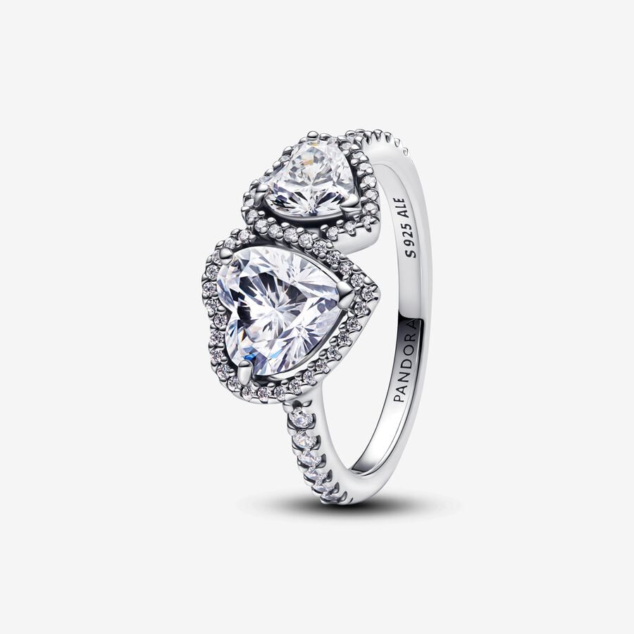 Anillo Doble Corazon Blanco