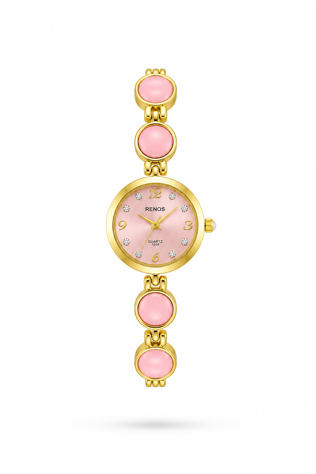 Reloj RENOS Redondo Con Gemas Rosa