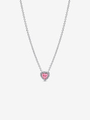 Collar Corazón Rosa Halo Brillante