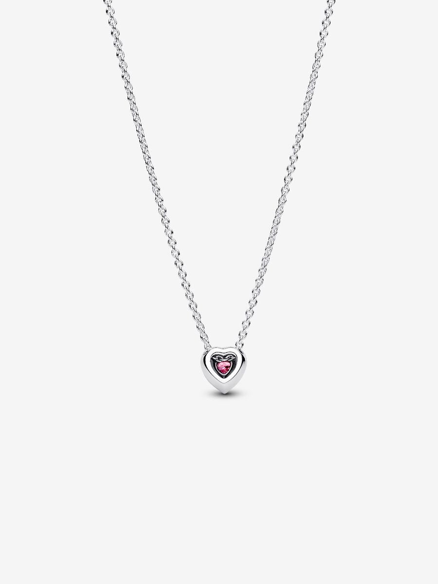 Collar Corazón Rosa Halo Brillante