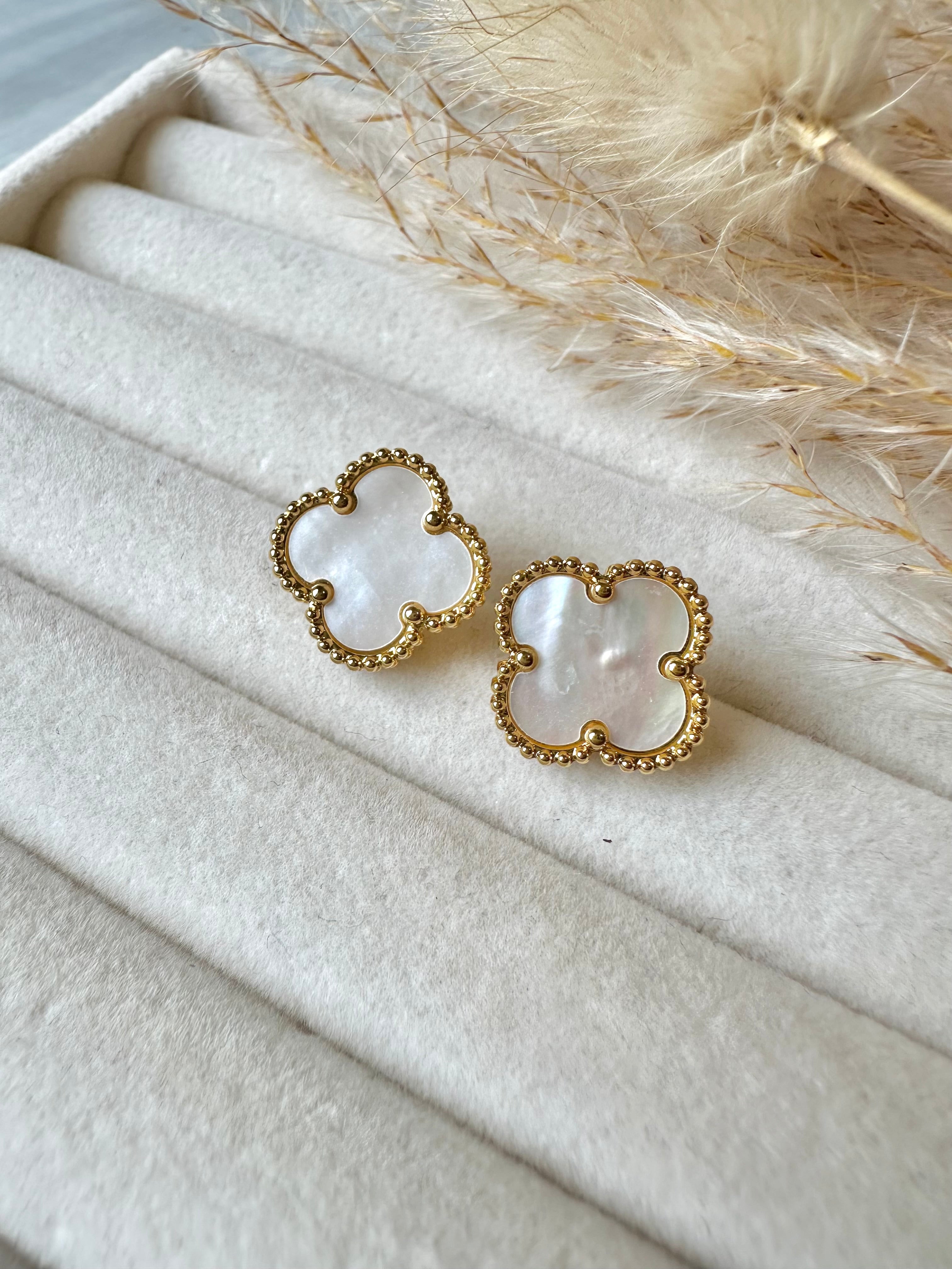 Pendientes Van Cleef Alhambra Vintage Blanco