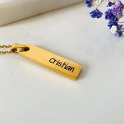 Collar Grabable Con Placa Pequeña en Acero Inoxidable