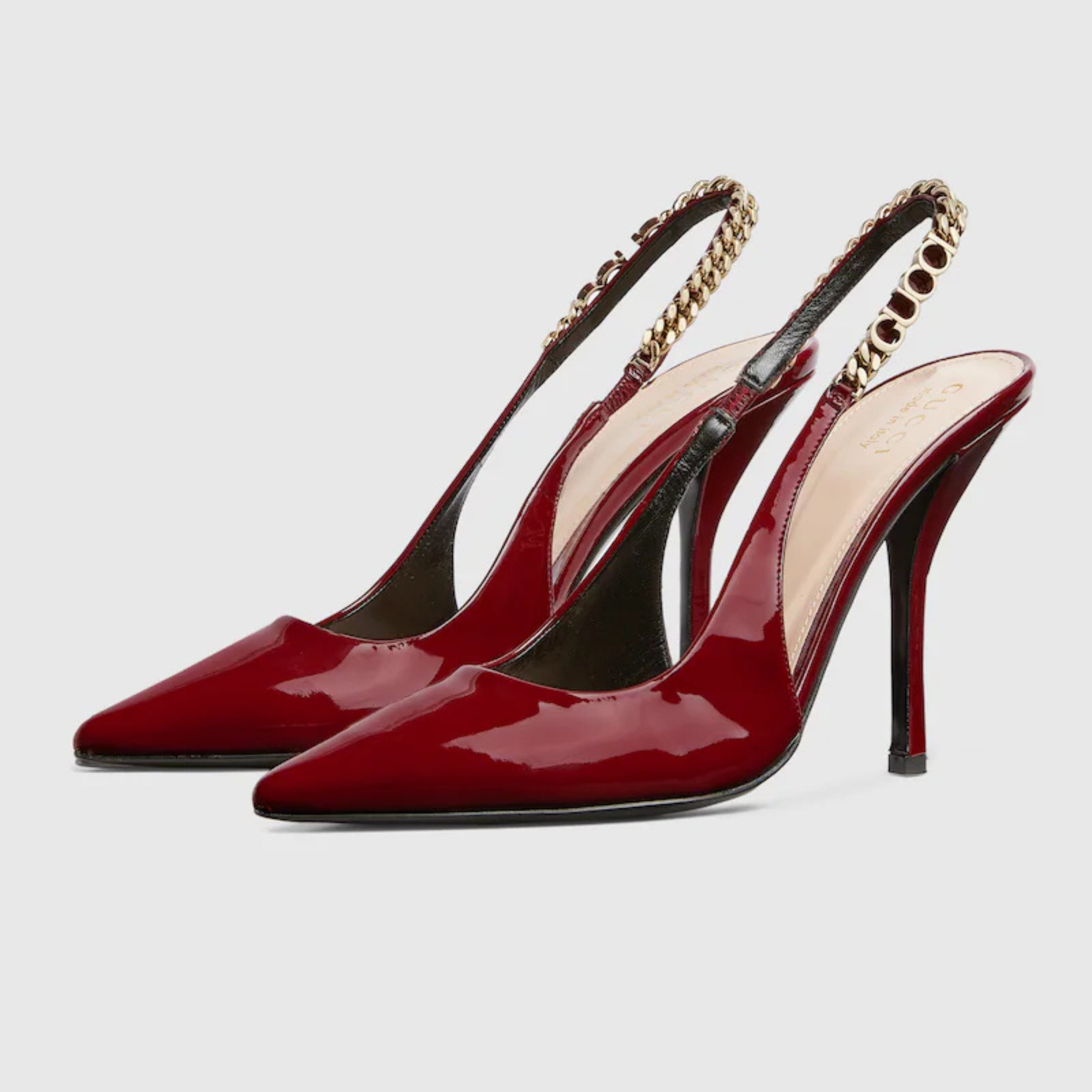 Zapato de salón Gucci Signoria con talón descubierto Rojo