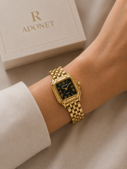 Reloj WANLAR Tipo Cartier Dorado Cara Negra