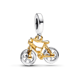 Charm Colgante Ruedas de Bicicleta Girando en Dos Tonos