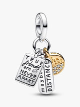 Charm Colgante Triple Amistad Dos Tonos