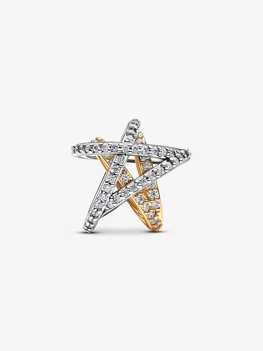 Charm Estrella Cruzada Brillante Dos Tonos