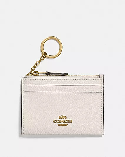 Coach Mini Skinny Wallet - Porta Tarjetas con Llavero Blanco