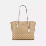 Coach Mollie Tote 30 en Lona Signature Beige con Asas Blancas OG