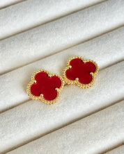 Pendientes Van Cleef trébol Alhambra Vintage Rojo