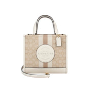 Bolso Tote Coach Signature Jacquard con Cuero Blanco
