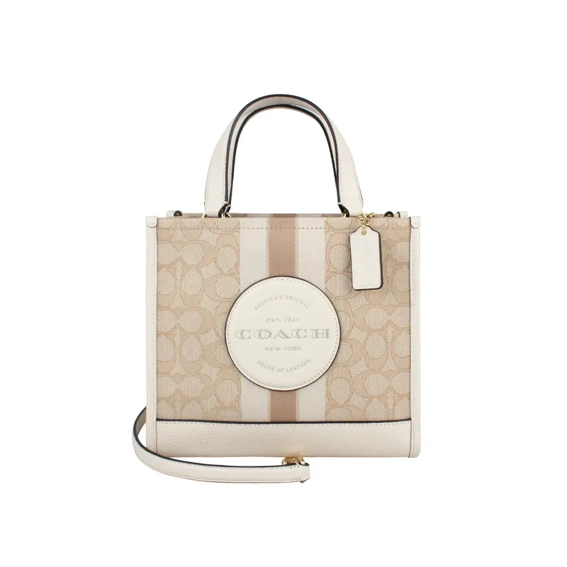 Bolso Tote Coach Signature Jacquard con Cuero Blanco