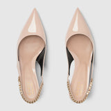 Zapato de salón Gucci Signoria con talón descubierto Beige