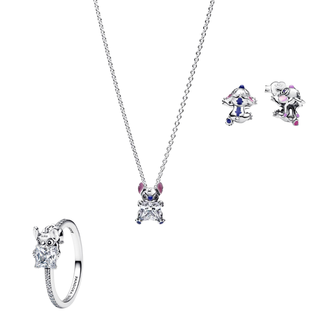 Conjunto Stitch (Anillo + Collar+ Pendientes)