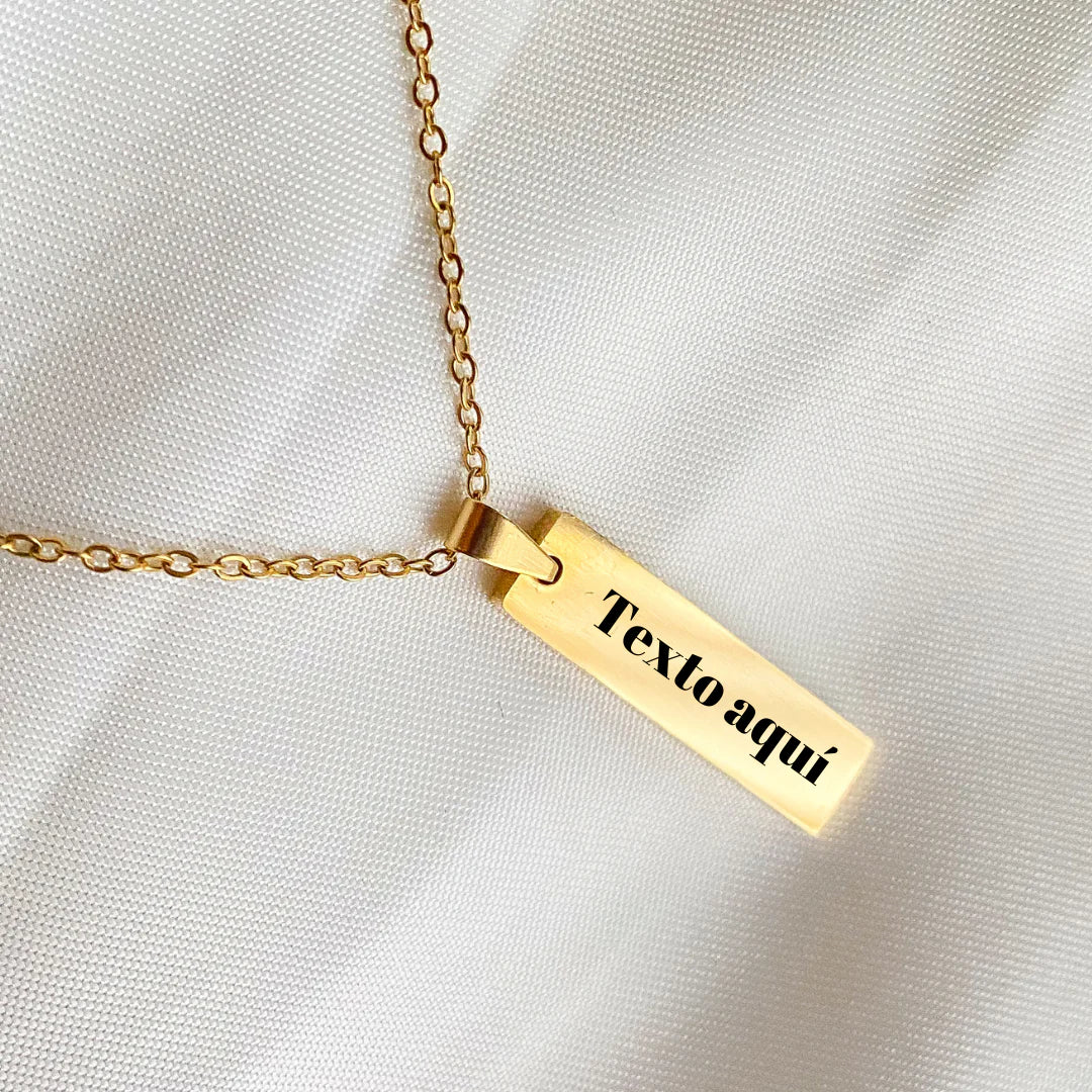 Collar Grabable Con Placa Pequeña en Acero Inoxidable