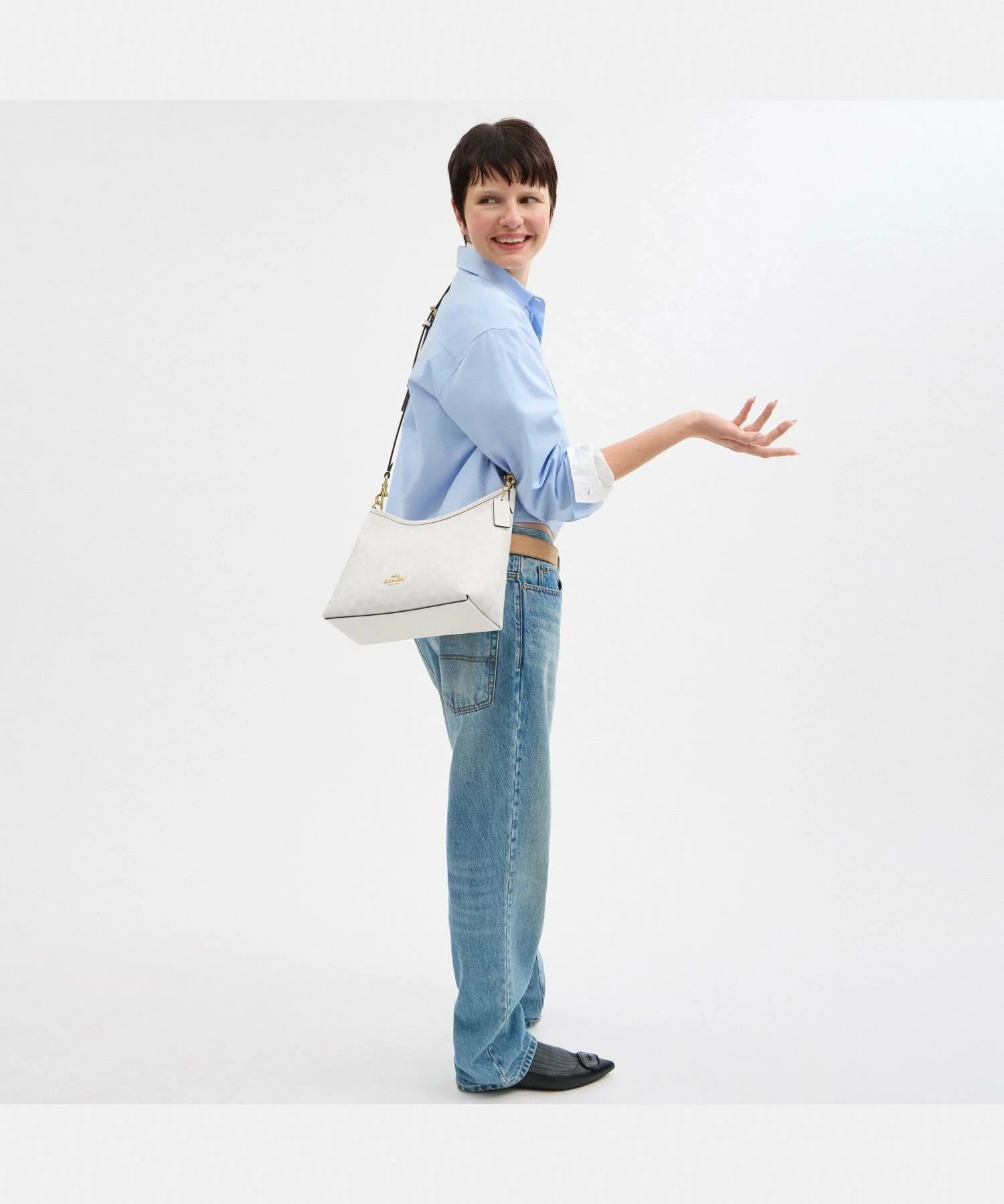 Coach Laurel Shoulder Bag Signature Canvas Blanco Hueso