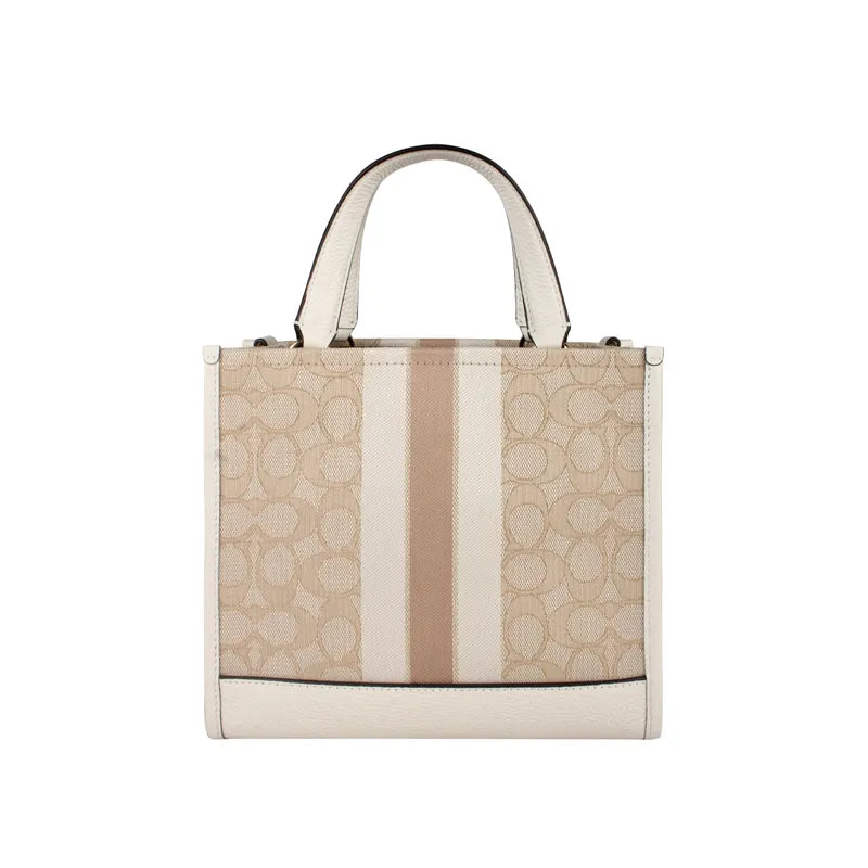 Bolso Tote Coach Signature Jacquard con Cuero Blanco