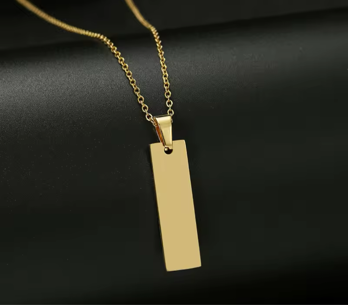 Collar Grabable Con Placa Pequeña en Acero Inoxidable