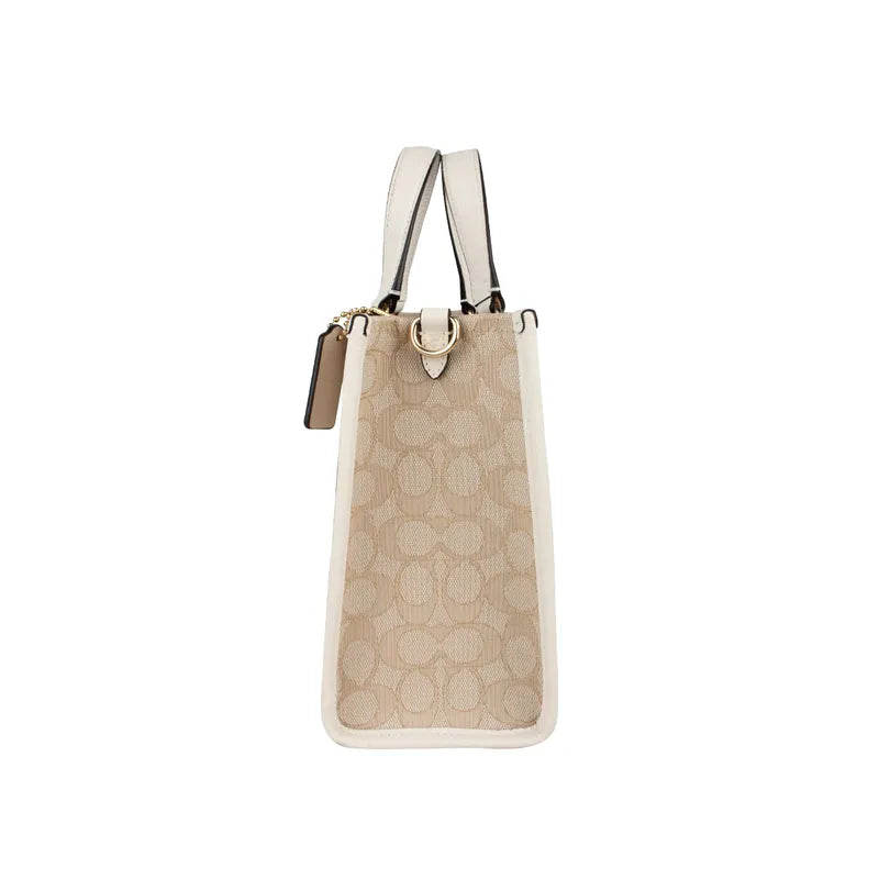 Bolso Tote Coach Signature Jacquard con Cuero Blanco