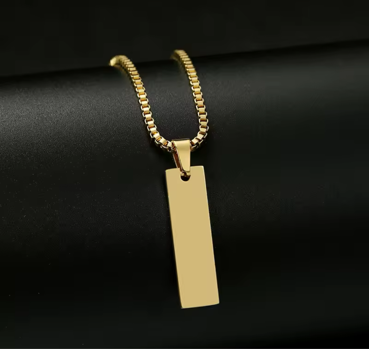 Collar Grabable Con Placa Pequeña en Acero Inoxidable