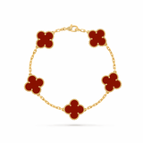 Pulsera Van Cleef Rojos Alhambra Vintage 5 Tréboles