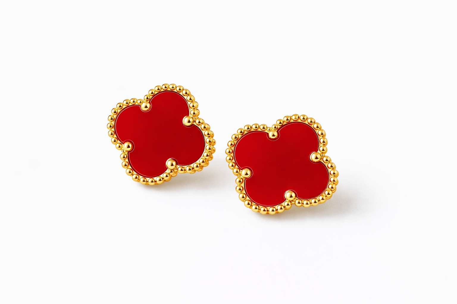 Pendientes Van Cleef trébol Alhambra Vintage Rojo