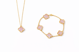 Conjunto Alhambra Vintage Tréboles Rosa (Collar + Pulsera)