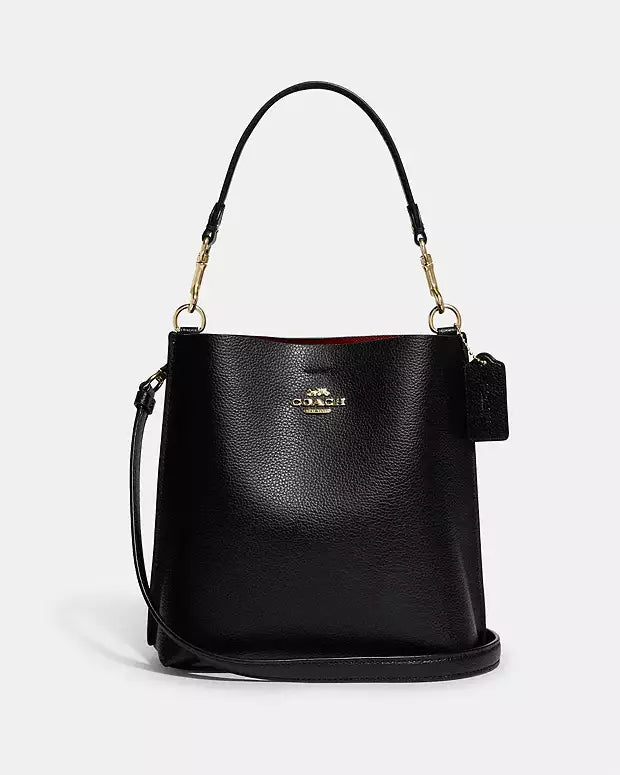 Coach Bucket Mollie Negra Interior Rojo