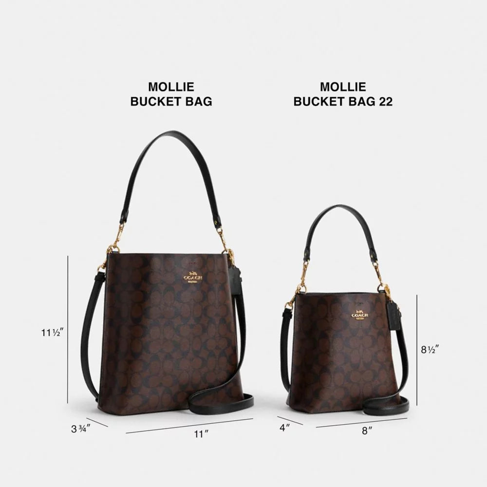 Coach Bucket Mollie Negra Interior Rojo