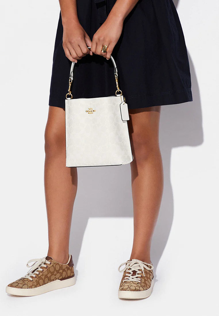 Coach Bucket Mollie Signature Chalk Interior Rojo