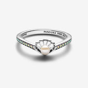 Anillo Perla Cultivada de Agua Dulce Tratada Concha Princesa Ariel de Disney