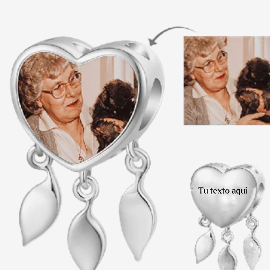 Charm Con Foto y Grabado Atrapasueño Corazon