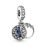 Charm colgante de luna creciente y estrellas azul cielo nocturno