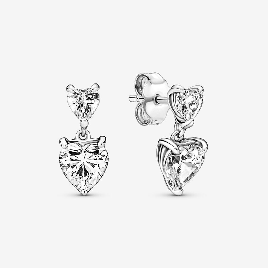 Pendientes Doble Corazón Brillante