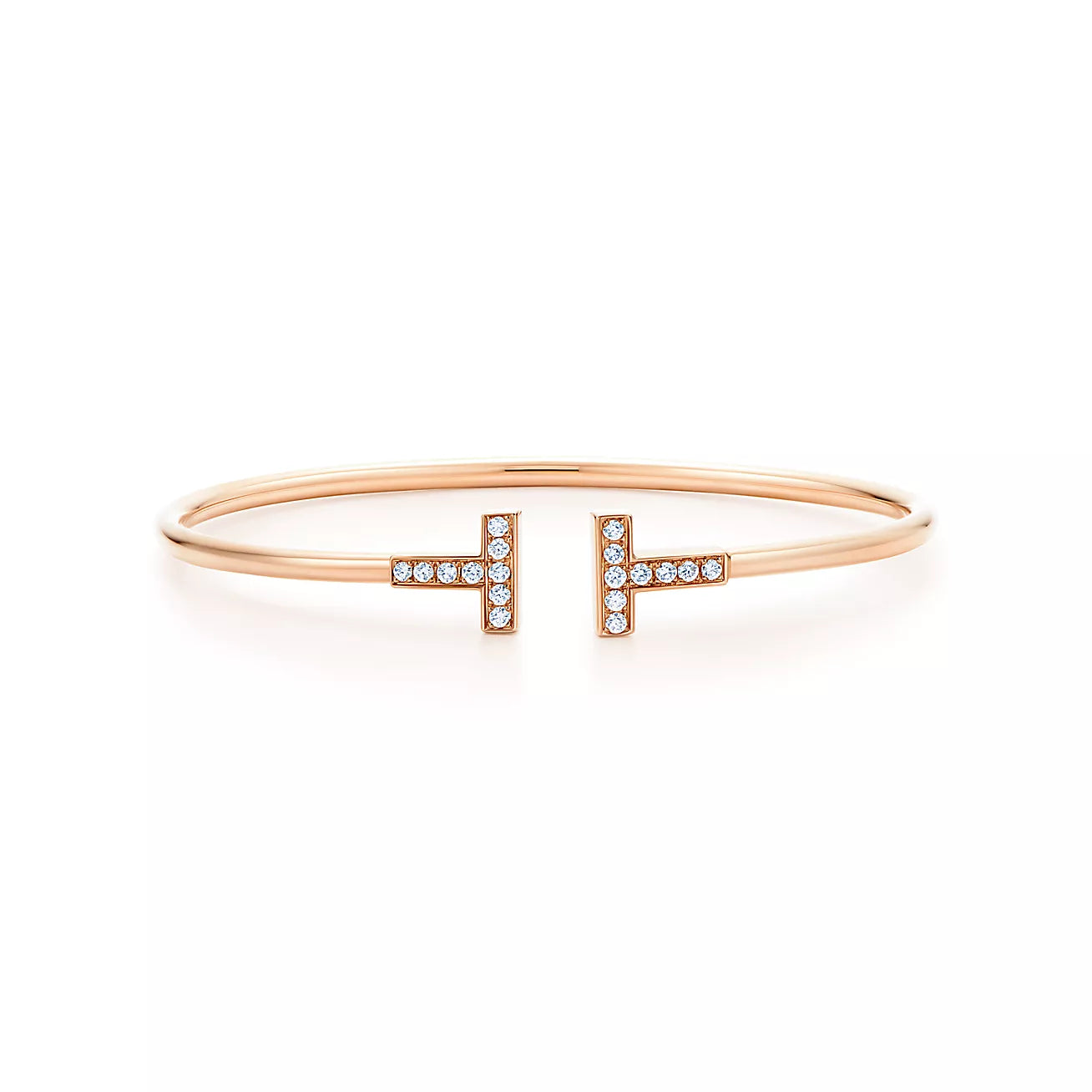 Pulsera Tiffany T Wire Rose Gold Con Zirconias
